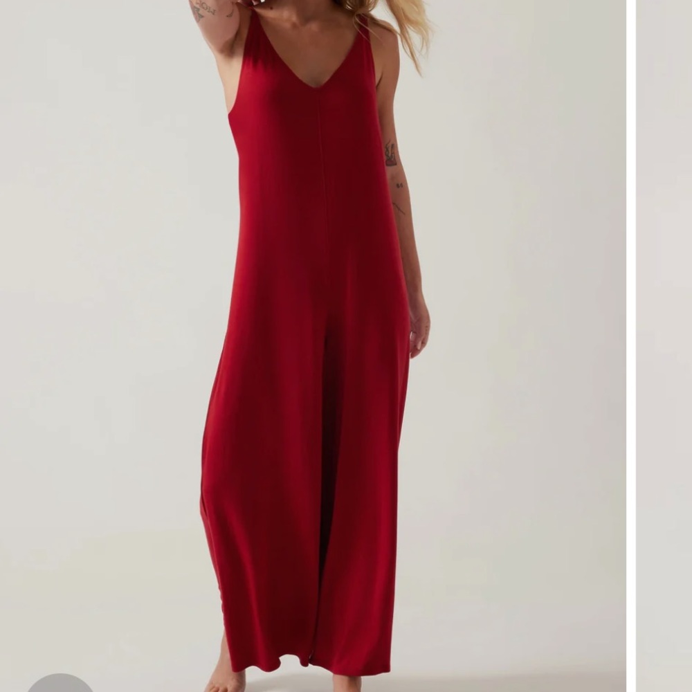 Athleta Nighttime Bliss Soft Sleep Romper 2X Candy Red NWT